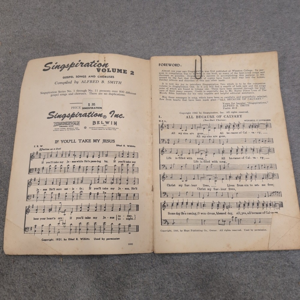 Singspiration Volume Two Gospel Songs and Choruses Alfred B Smith Vintage 1942‎ - Picture 2 of 2